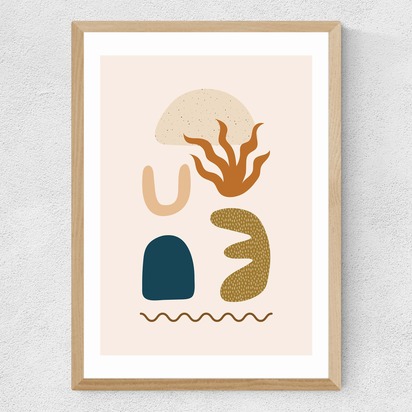 Boho Shapes A3 (29.7 x 42cm) Frame Natural Oak Medium (22mm) 