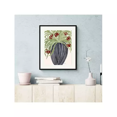 John Lewis La Poire 'May Tulips' Framed Print & Mount, Black/Green Black/Green | H63 x W53 x D2.1cm