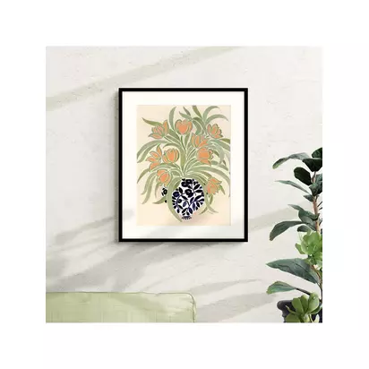 John Lewis La Poire 'Apricot Tulips' Framed Print & Mount, Green/Orange Green/Orange | H62 x W52 x D2cm