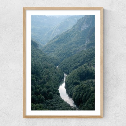The River Through The Forest A3 (29.7 x 42cm) Frame Natural Oak Narrow (15mm) 