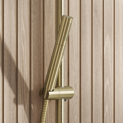 Core Exposed Thermostatic Rigid Riser Shower Kit - Brushed Brass