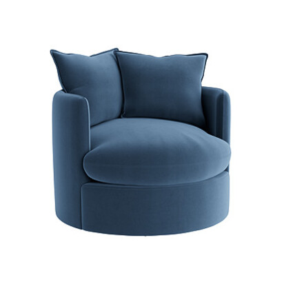 Loaf Dunkins Swivel Accent Chair in Blue Velvet - Shipping Forecast