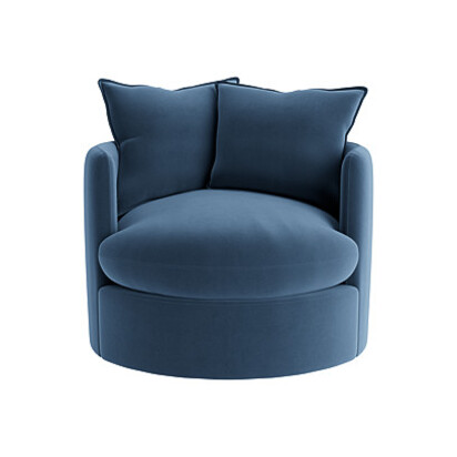 Loaf | Dunkins Swivel | Accent Chair | Blue Velvet | Shipping Forecast