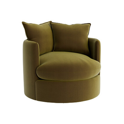 Loaf Dunkins Swivel Accent Chair in Green Velvet - Pressed Olives