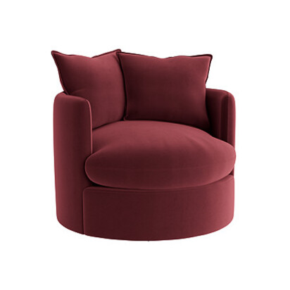 Loaf Dunkins Swivel Accent Chair in Pink Velvet - Drenched Damsons