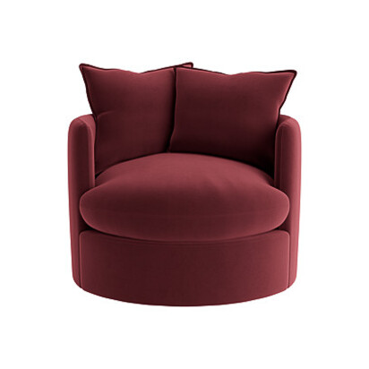 Loaf Dunkins Swivel Accent Chair in Pink Velvet - Drenched Damsons