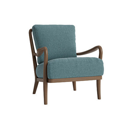 Loaf Easins Accent Chair in Whitewashed Oak in Blue Teal Linen - Lighthouse