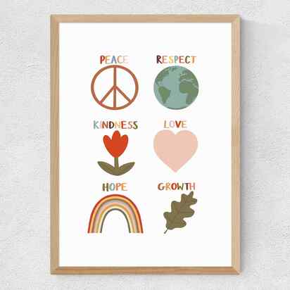 Positive Symbols A3 (29.7 x 42cm) Frame Natural Oak Medium (22mm) 