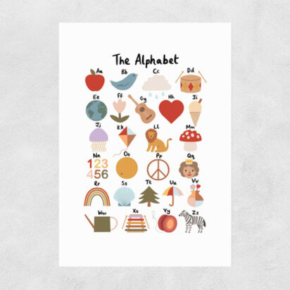 Alphabet by Kid of the Village 50x70cm Frame Natural Oak Medium (22mm) 