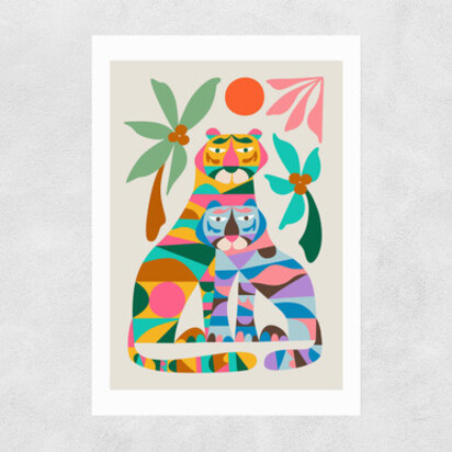 Tigers by Rachel Lee A2 (42 x 59.4cm) Frame Natural Oak Narrow (15mm) 