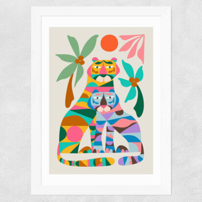 Tigers by Rachel Lee A2 (42 x 59.4cm) Frame Natural Oak Narrow (15mm) 