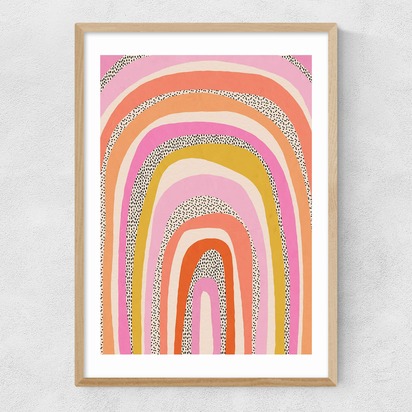 Funky Rainbow Arches A3 (29.7 x 42cm) Frame Natural Oak Narrow (15mm) 