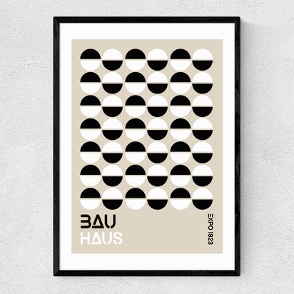Black And White Bauhaus 50x70cm Frame Black Narrow (15mm) 