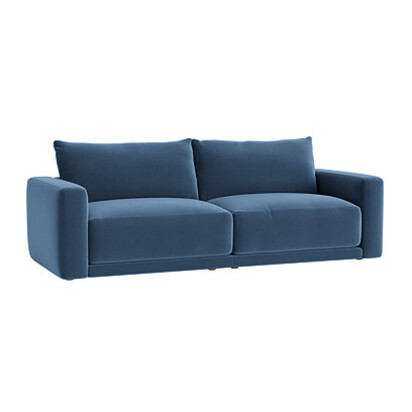 Loaf Extra Large Little Softie Sofa in Blue Velvet - Shipping Forecast