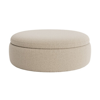 Loaf | Pot Pie | Extra Large Round Footstool | Neutral Linen | Tea Dunk