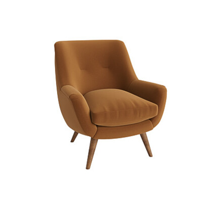 Loaf Groovins Accent Chair in Brown Velvet - Found Chestnut