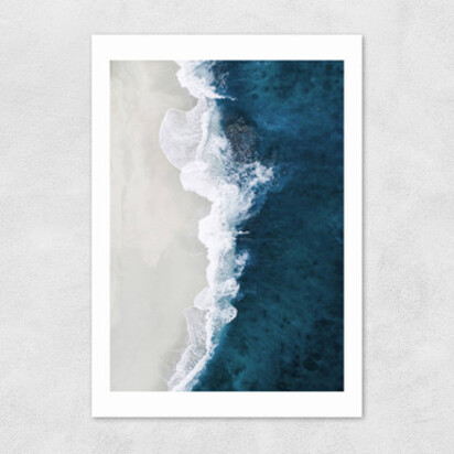 Ocean Aerial A3 (29.7 x 42cm) Frame Natural Oak Narrow (15mm) 