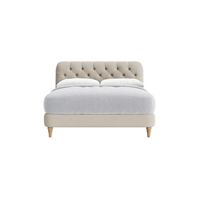 Loaf Kingsize Bedlington Bed in Neutral House Fabric - Thatch