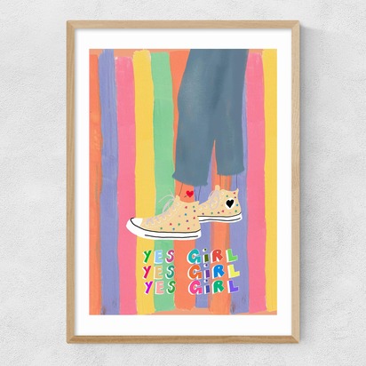 Yes Girl A3 (29.7 x 42cm) Frame Natural Oak Narrow (15mm) 