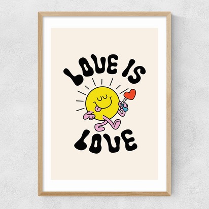 Love Is Love by The Violet Eclectic A3 (29.7 x 42cm) Frame Natural Oak Narrow (15mm) 