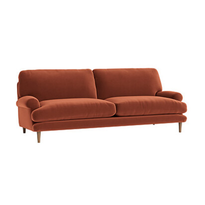 Loaf Large Dawdler Sofa in Orange Velvet - Broken Pot