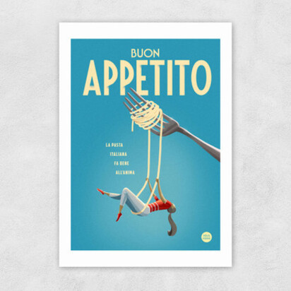 Buon Appetito A2 (42 x 59.4cm) Frame Black Narrow (15mm) 