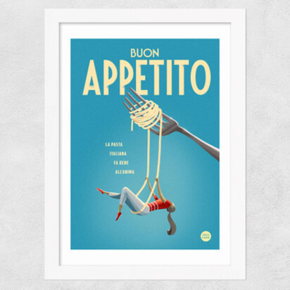 Buon Appetito A2 (42 x 59.4cm) Frame Black Narrow (15mm) 