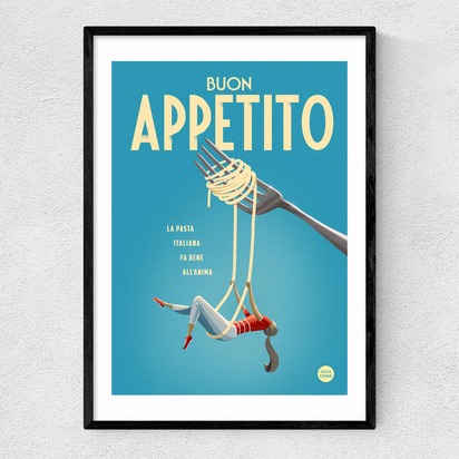 Buon Appetito A2 (42 x 59.4cm) Frame Black Narrow (15mm) 