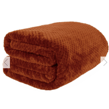 Waffle Honeycomb Mink Throw - Rust / 200cm
