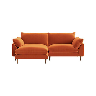 Loaf | Slow Riser | Large Left Hand Sofa Chaise | Orange Velvet | Bobbing Buoy