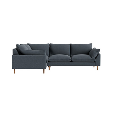 Loaf Large Left Hand Slow Riser Corner Sofa in Blue Linen - Oven Glove