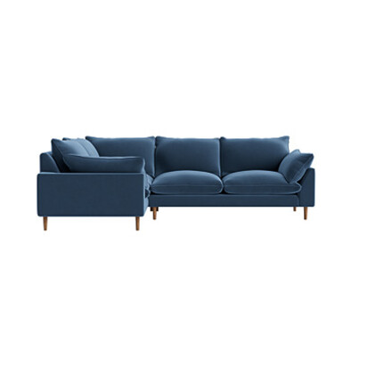 Loaf | Slow Riser | Large Left Hand Sofa | Blue Velvet | Shipping Forecast