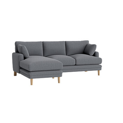 Loaf Large Left Hand Squisharoo Chaise Sofa in Grey Linen - Baking Tin