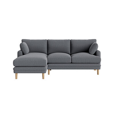 Loaf Large Left Hand Squisharoo Chaise Sofa in Grey Linen - Baking Tin