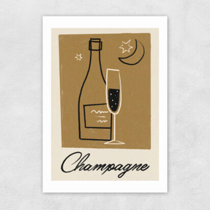 Champagne by Telegramme Paper Co A1 (59.4 x 84.1cm) Frame Natural Oak Medium (22mm) 