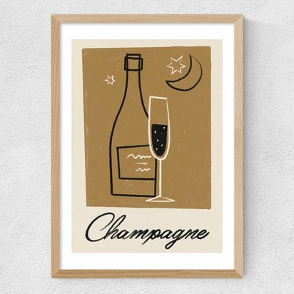 Champagne by Telegramme Paper Co A1 (59.4 x 84.1cm) Frame Natural Oak Medium (22mm) 