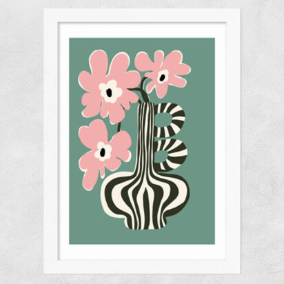 Floral Stripe A3 (29.7 x 42cm) Frame Black Narrow (15mm) 