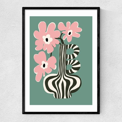 Floral Stripe A3 (29.7 x 42cm) Frame Black Narrow (15mm) 