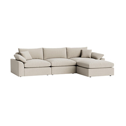 Loaf Large Right Hand Cuddlemuffin Modular Chaise Sofa in Neutral House Fabric - Thatch