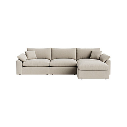Loaf Large Right Hand Cuddlemuffin Modular Chaise Sofa in Neutral House Fabric - Thatch