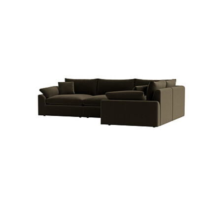 Loaf Large Right Hand Cuddlemuffin Modular Corner Sofa in Green Velvet - Wine Bottle