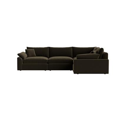 Loaf | Cuddlemuffin | Large Right Hand Modular Corner Sofa | Green Velvet | Wine Bottle