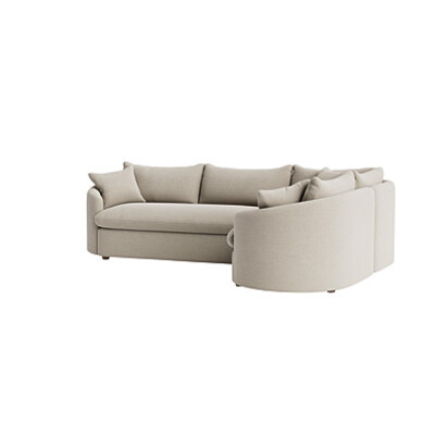 Loaf Large Right Hand Curvella Corner Sofa in Neutral House Fabric - Thatch