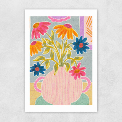 Coneflowers in a Vase A2 (42 x 59.4cm) Frame Natural Oak Medium (22mm) 
