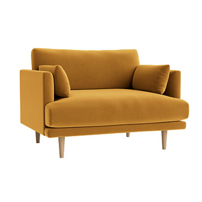 Loaf Loveseat Jeffers Love Seat in Yellow Velvet - Butterscotch