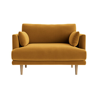 Loaf Loveseat Jeffers Love Seat in Yellow Velvet - Butterscotch