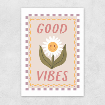Good Vibes Daisy A3 (29.7 x 42cm) Frame Natural Oak Narrow (15mm) 