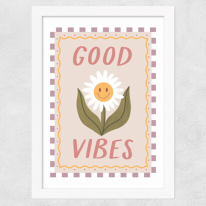 Good Vibes Daisy A3 (29.7 x 42cm) Frame Natural Oak Narrow (15mm) 