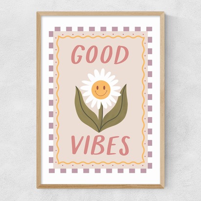 Good Vibes Daisy A3 (29.7 x 42cm) Frame Natural Oak Narrow (15mm) 