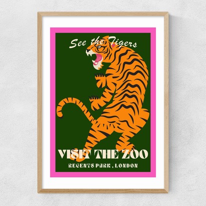 Zoo Tiger 50x70cm Frame Natural Oak Narrow (15mm) 